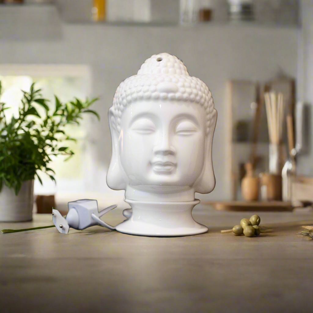 Serene White Ceramic Buddha Head Electric Aroma Diffuser