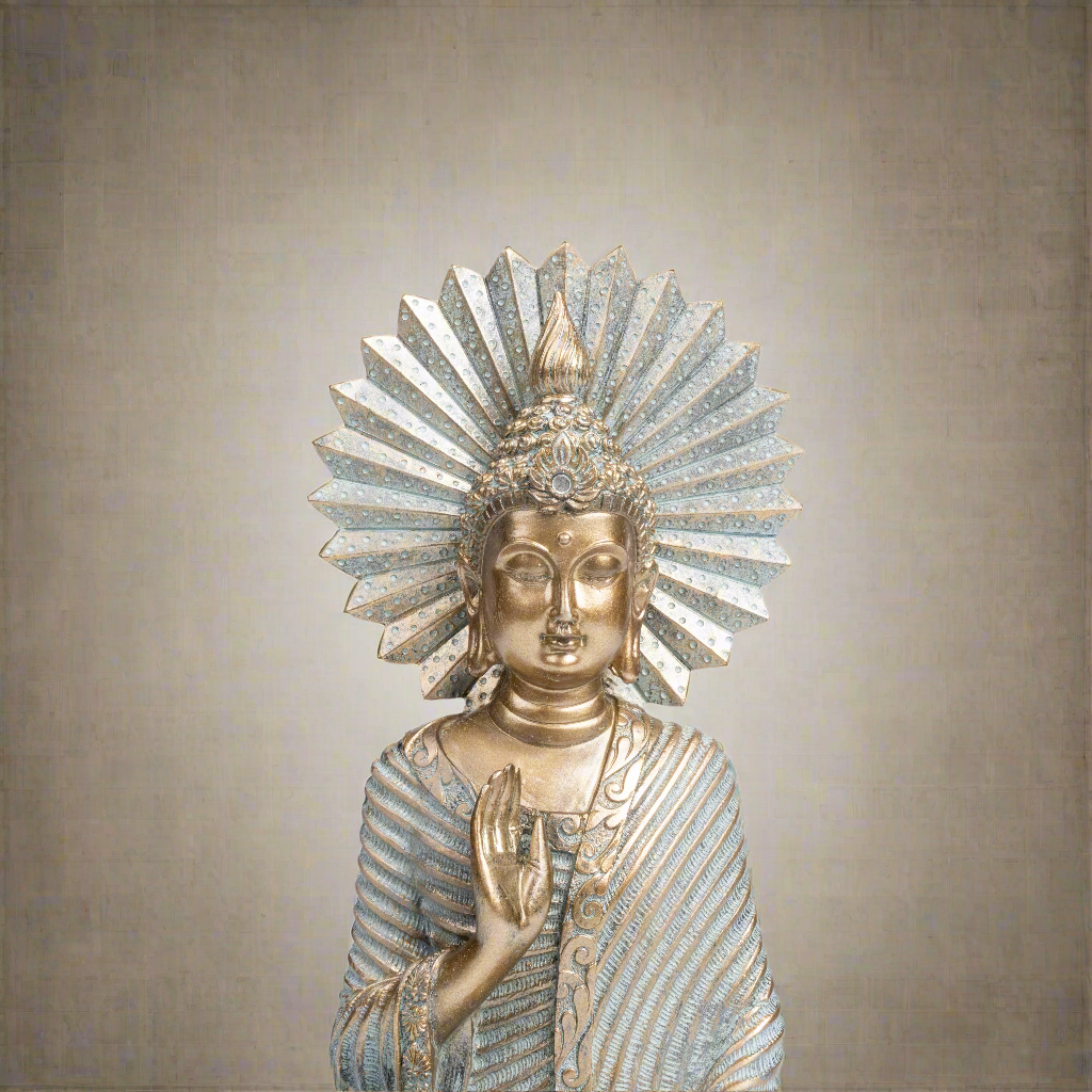 Serene Seated Buddha Statue with Aureole