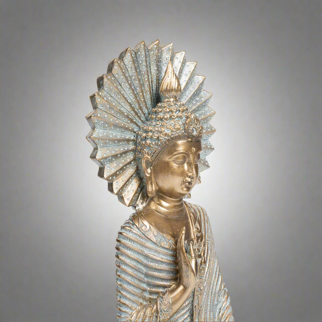 Serene Seated Buddha Statue with Aureole