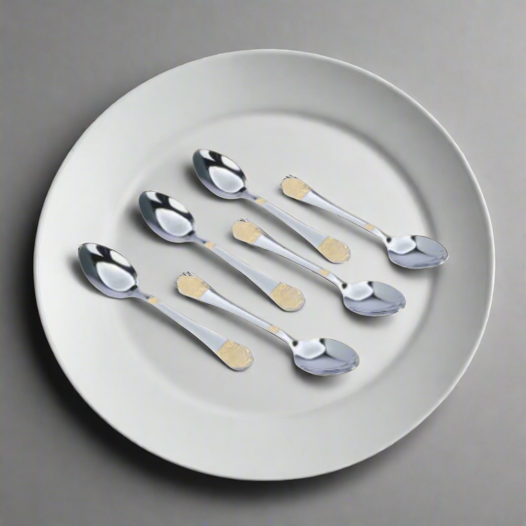 Elegant Sips: 6-Piece Sliver Glided Stainless Steel Teaspoon Set with Gold Accent