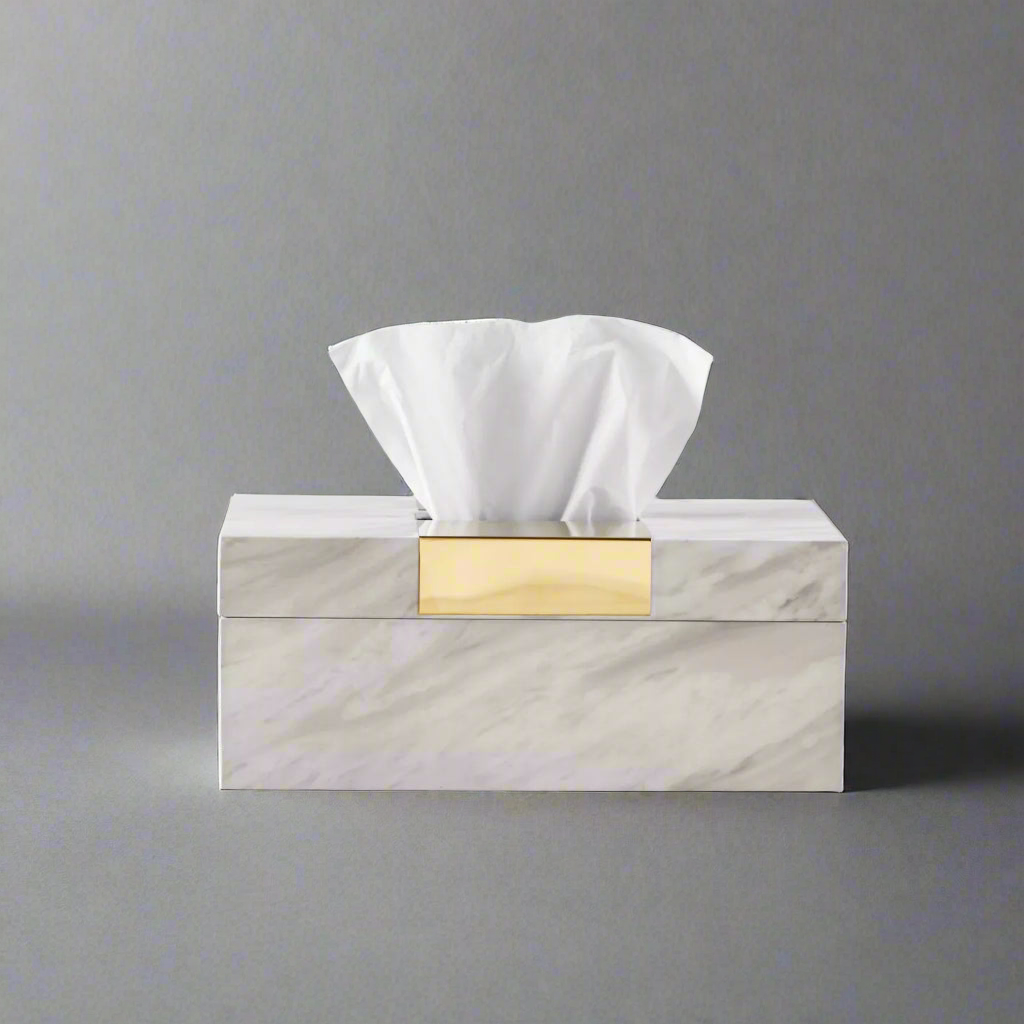 Luxurious Marble look & Gold Tissue Box – Elegant Modern Decor for Bathroom & Living Space