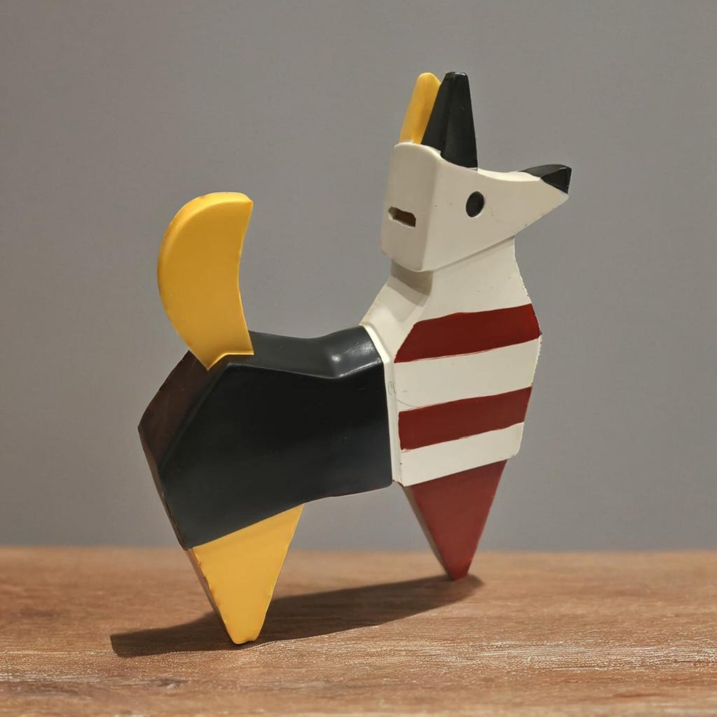 Avant-Garde Canine: Striped Color-Block Dog Sculpture cum coin bank