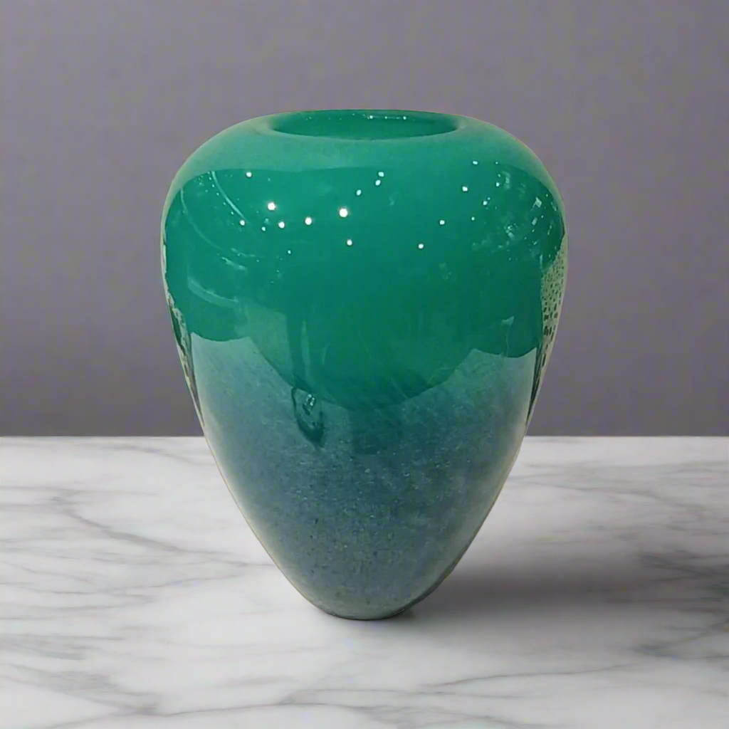 Aqua Ombre: Premium Sculptural Glass Vase with Dual-Tone Finish