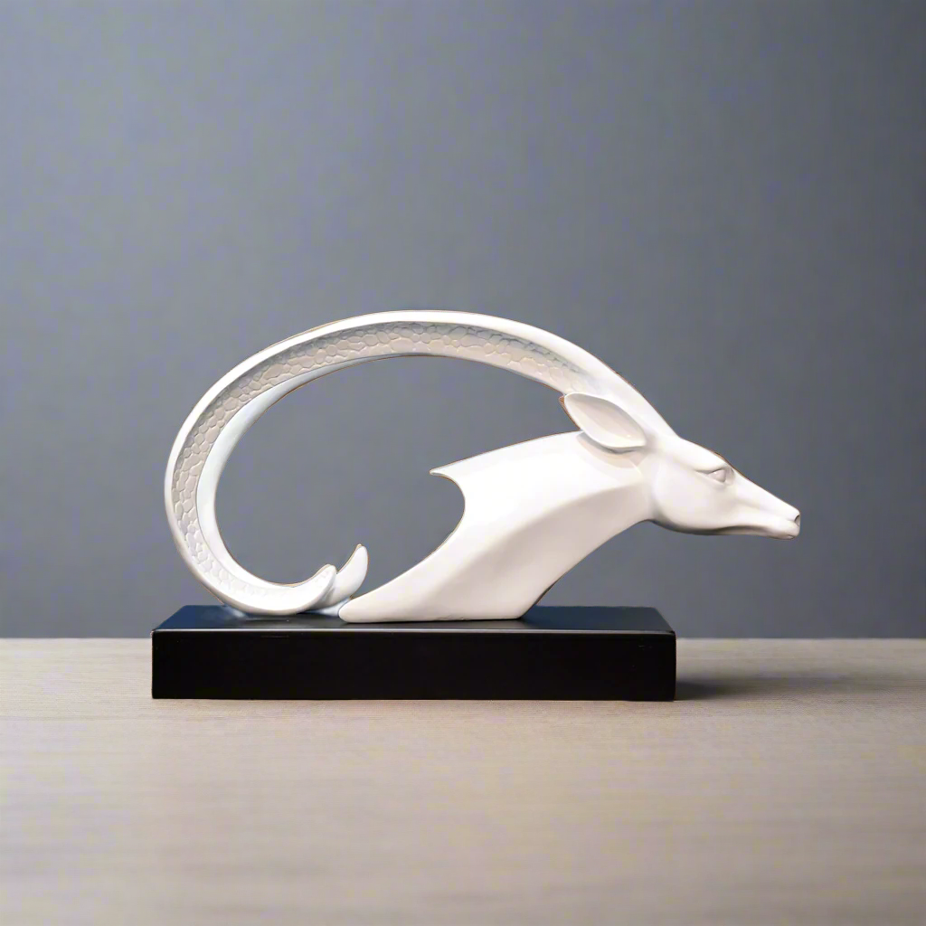 Ethereal Ascent: Abstract White Horned Sculpture