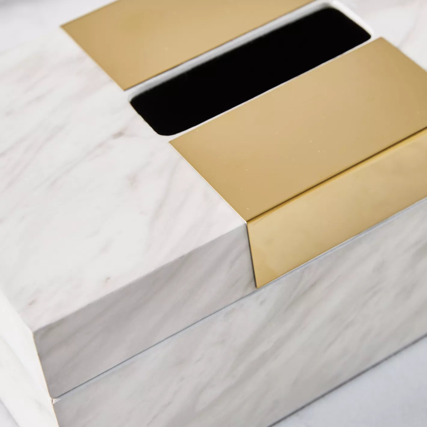 Luxurious Marble look & Gold Tissue Box – Elegant Modern Decor for Bathroom & Living Space