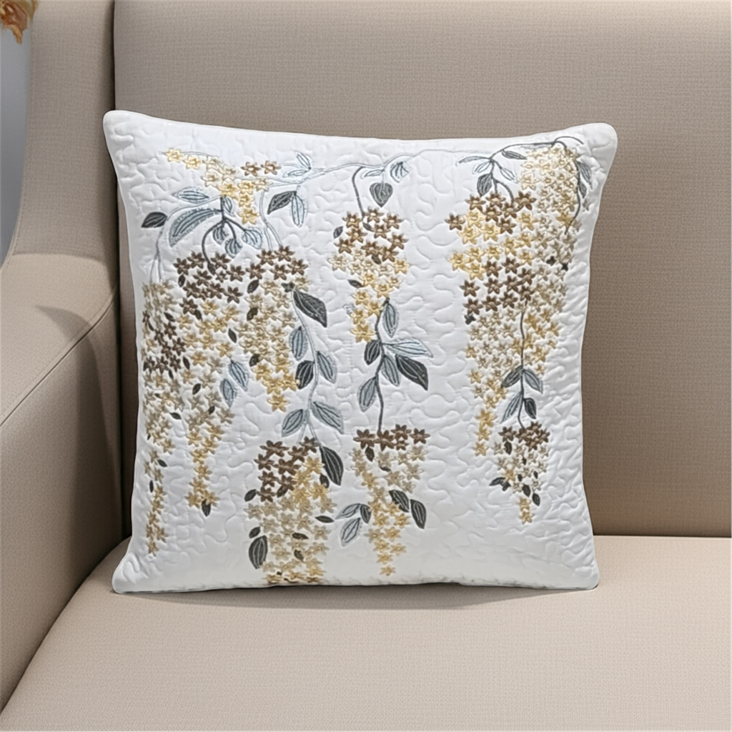 Gilded Wisteria Embroidered Cushion Cover (Set of 2)