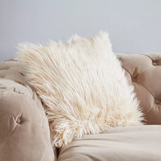 Luxurious Faux Fur Shaggy Throw Pillow with cover - Ultra Soft Comfort