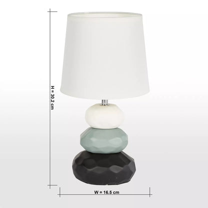 Organic Modern Pebble Stack Ceramic Table Lamp with White Shade - 30 cm