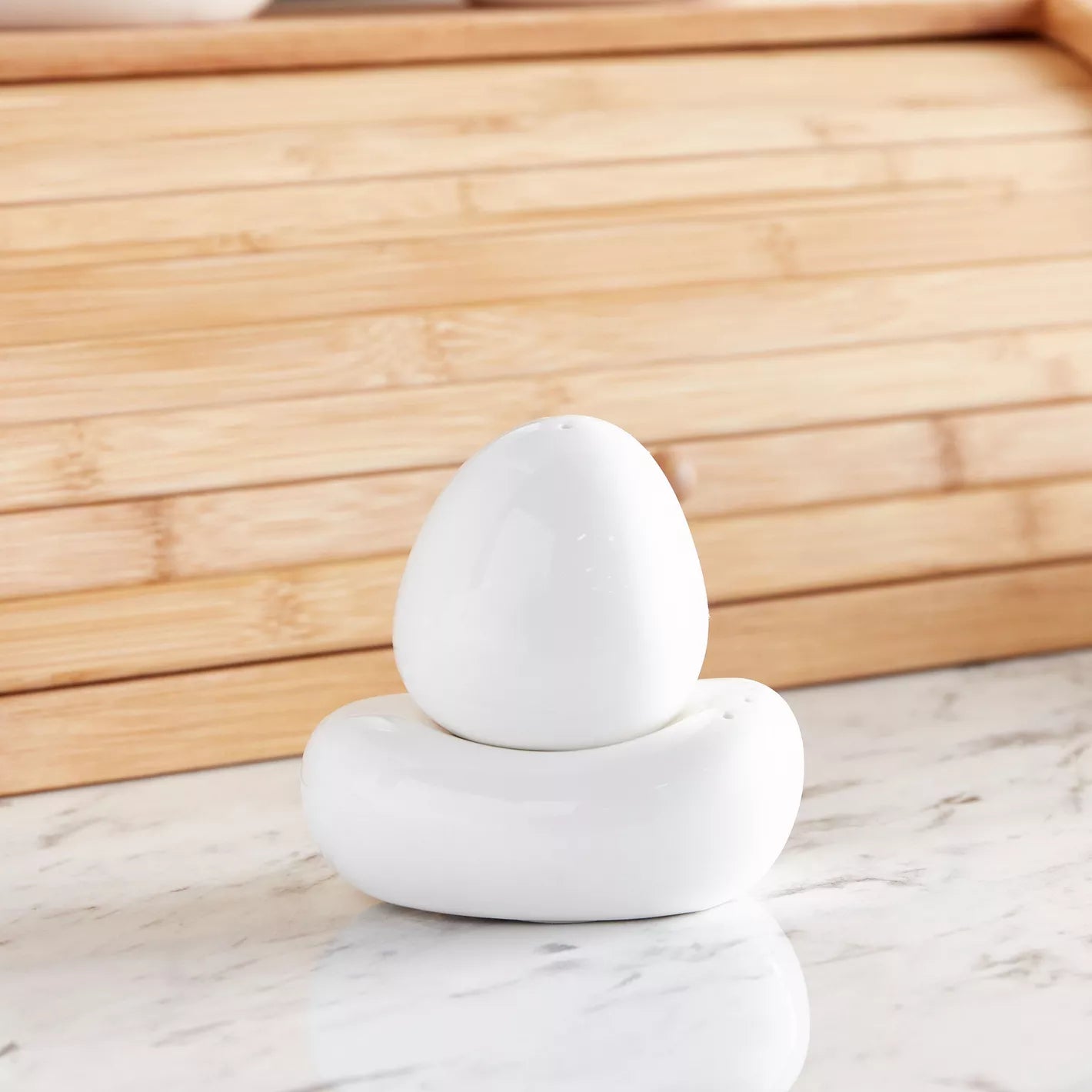 Modern Porcelain Egg-Shaped Salt and Pepper Shaker Set