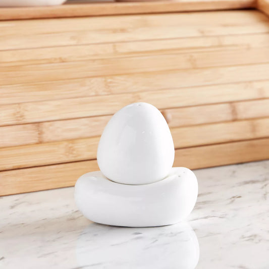 Modern Porcelain Egg-Shaped Salt and Pepper Shaker Set