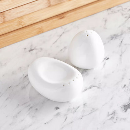 Modern Porcelain Egg-Shaped Salt and Pepper Shaker Set
