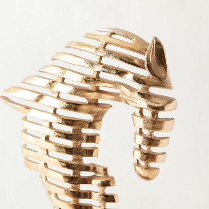 Equine Abstraction: Modern Metallic Horse Head Sculpture (Gold)