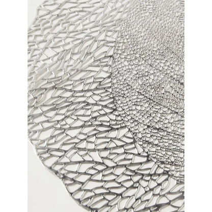 Elegant Silver Fig Leaf Skeleton Premium Placemat – Decorative Metallic Table Charger (Set of 2)