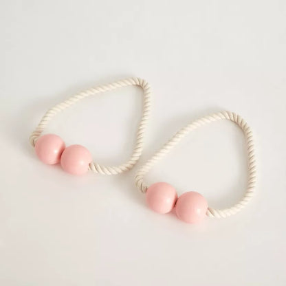 Boho Beaded Rope Curtain Tie-Backs - Velvet & Window Mirror Accent - Set of 2