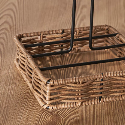 Rustic Wicker & Metal Paper Towel Holder