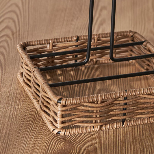 Rustic Wicker & Metal Paper Towel Holder