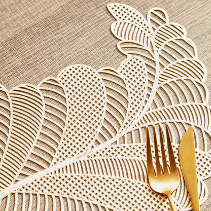 Elegant Leaf-Shaped Placemat - Champagne Gold (Set of 2)