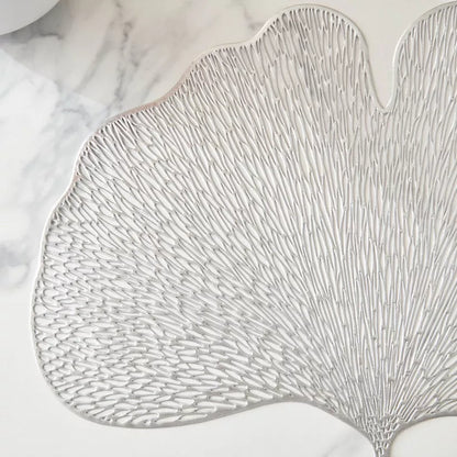 Elegant Ginkgo Leaf Placemat - Silver (Set of 2)