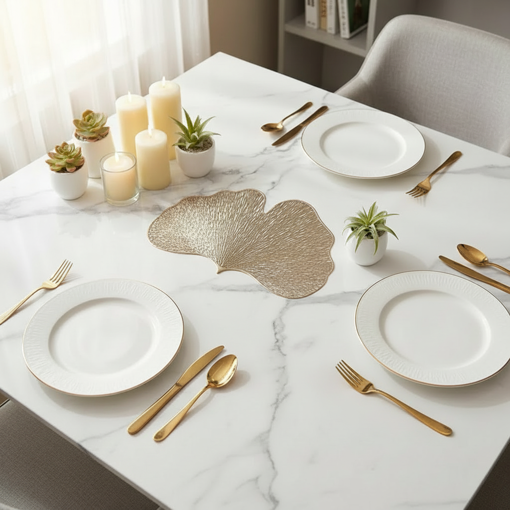 Ginkgo Leaf Filigree Metallic Premium Placemat - Elegant Table Decor (Set of 2)