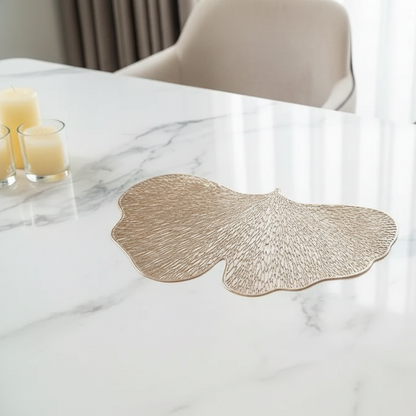 Ginkgo Leaf Filigree Metallic Premium Placemat - Elegant Table Decor (Set of 2)