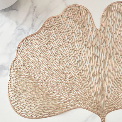Ginkgo Leaf Filigree Metallic Premium Placemat - Elegant Table Decor (Set of 2)