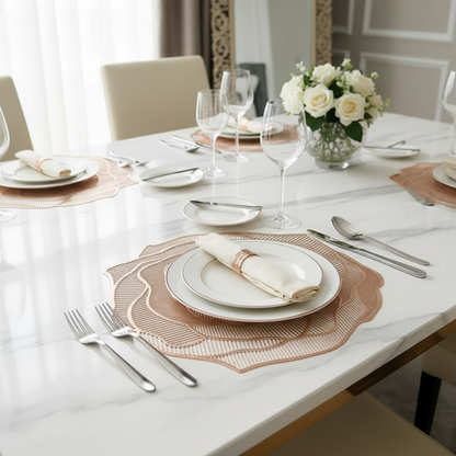 Elegant Rose Bloom Metallic Placemat - Artistic Table Statement (Set of 2)