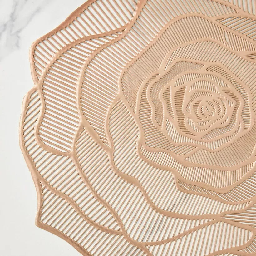 Elegant Rose Bloom Metallic Placemat - Artistic Table Statement (Set of 2)