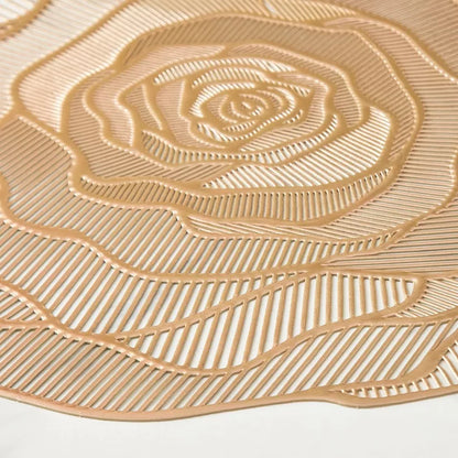 Elegant Rose Bloom Metallic Placemat - Artistic Table Statement (Set of 2)