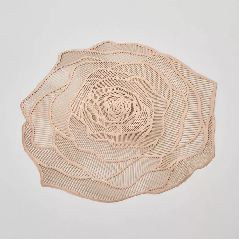 Elegant Rose Bloom Metallic Placemat - Artistic Table Statement (Set of 2)