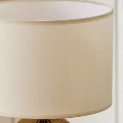 Modern Gold Ribbed Textured Table Lamp with Rectangular Fabric Shade - 38 cm