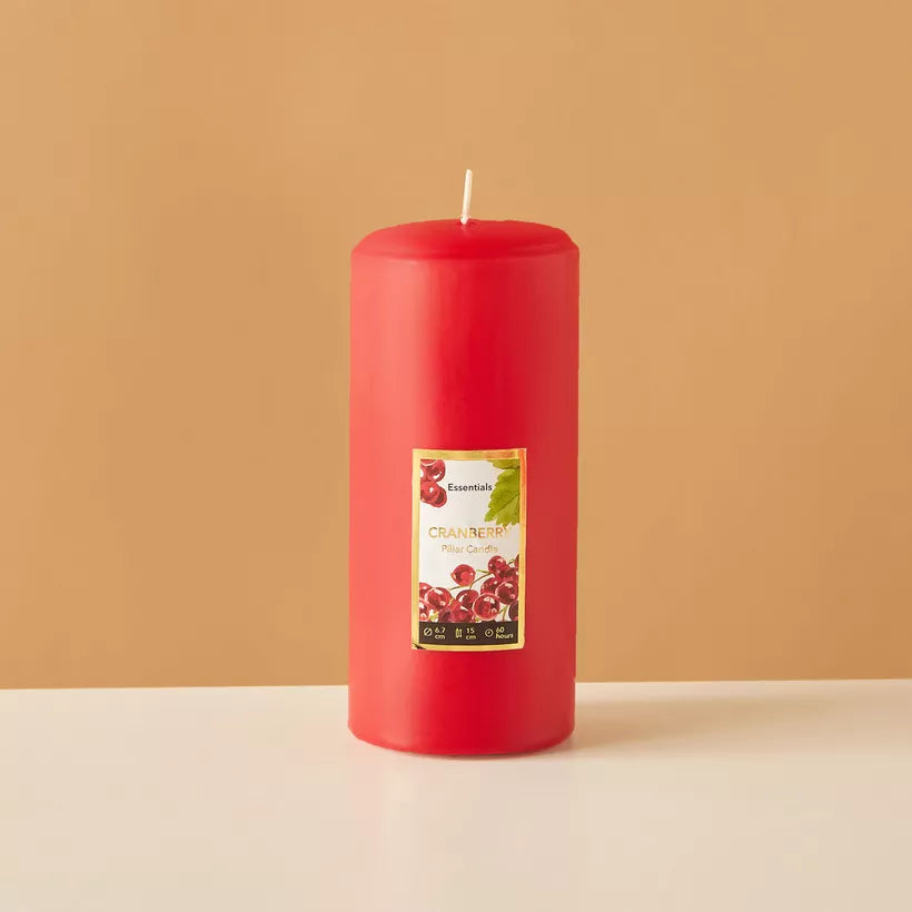 Festive Cranberry Scented Pillar Candles – Long-Burning Aromatic Ambiance for Home Decor