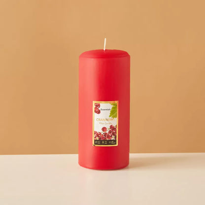 Festive Cranberry Scented Pillar Candles – Long-Burning Aromatic Ambiance for Home Decor
