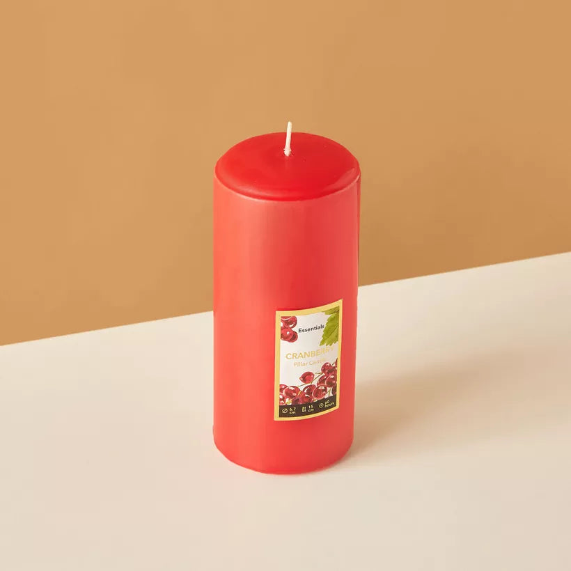 Festive Cranberry Scented Pillar Candles – Long-Burning Aromatic Ambiance for Home Decor