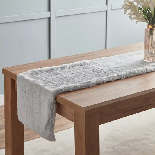 Luxurious Faux Fur Table Runner - Light Grey