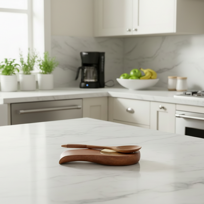 Modern Wood and Aluminum Spoon Rest