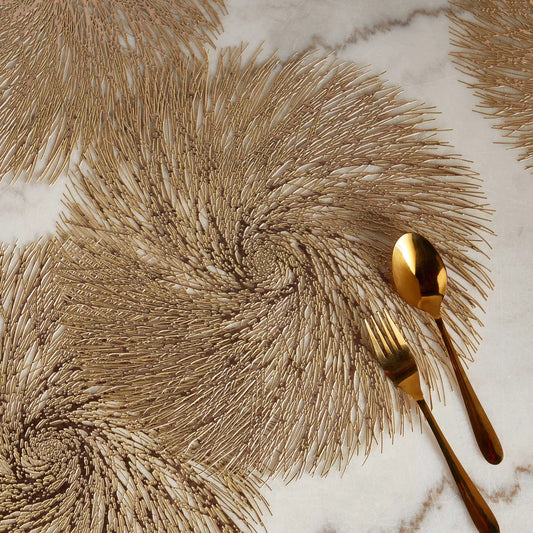 Radiant Gold Spiral Weave Placemat (Set of 2)