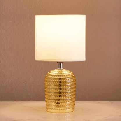 Elegant Gold Textured Glass Table Lamp with White Shade
