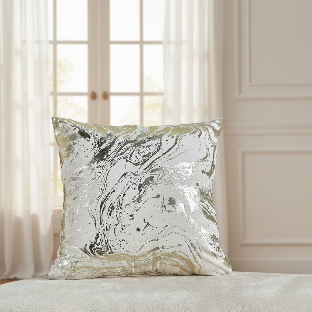 Modern Metallic Marble Decorative Cushion Cover