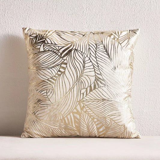 Lush Gold Leaf Foil Print Cushion Cover