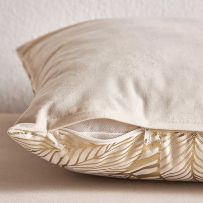 Lush Gold Leaf Foil Print Cushion Cover