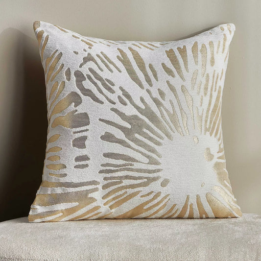 Abstract Gold and Grey Burst Pattern Decorative Cushion Cover