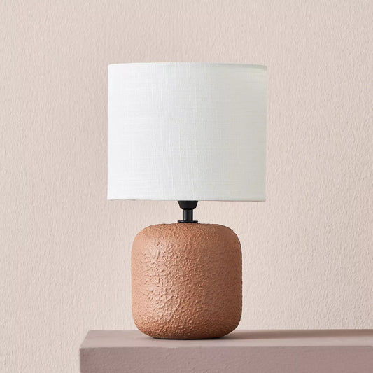 Terra Luxe Textured Table Lamp with White Shade - 32 cm