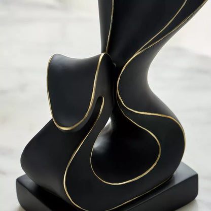 Modern Abstract Black & Gold Swan Sculpture