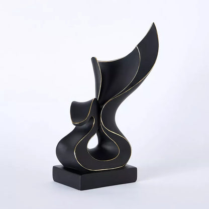 Modern Abstract Black & Gold Swan Sculpture