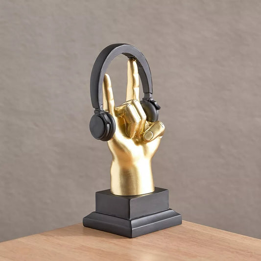 Rock-On Gold Hand Sculpture with Headphones