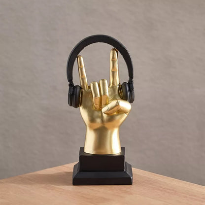 Rock-On Gold Hand Sculpture with Headphones