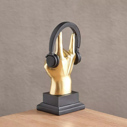 Rock-On Gold Hand Sculpture with Headphones