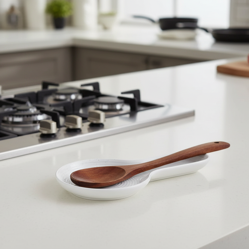 Premium Speckled Porcelain Spoon Rest