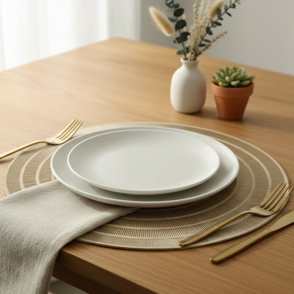 Luxe Gold Embossed Round Placemat (Set of 2)