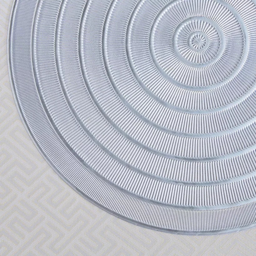 Chic Concentric Ring Silver Premium Placemat - Modern Dining Elegance (Set of 2)